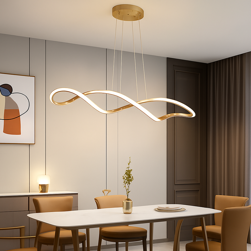 Suspension Suspension LED Lustres LED modernes pour salle à manger salon chambre L92cm Or / Chrome / Noir Télécommande / Contrôle APP