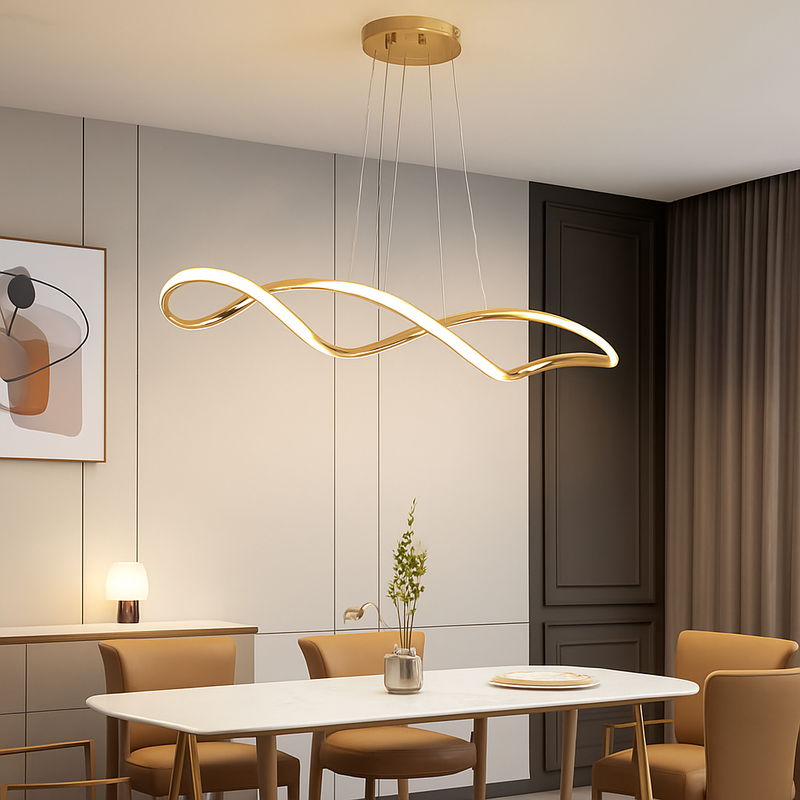 Suspension Suspension LED Lustres LED modernes pour salle à manger salon chambre L92cm Or / Chrome / Noir Télécommande / Contrôle APP