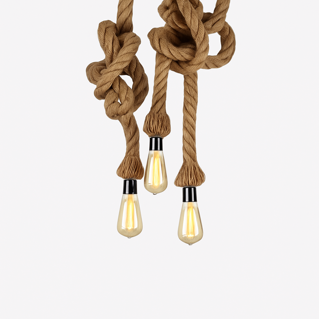 suspension vintage en corde de chanvre style industriel créatif