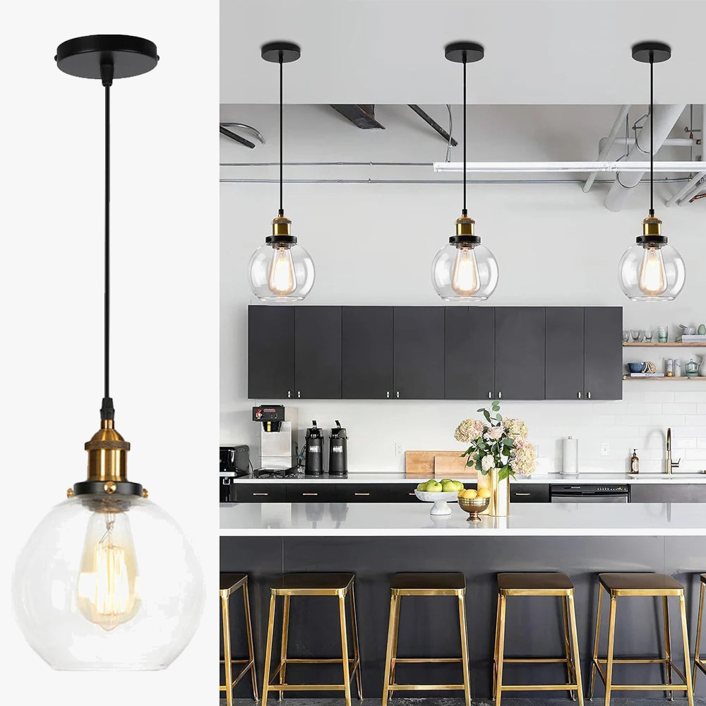 suspension vintage en verre avec ampoule edison pour décoration industrielle