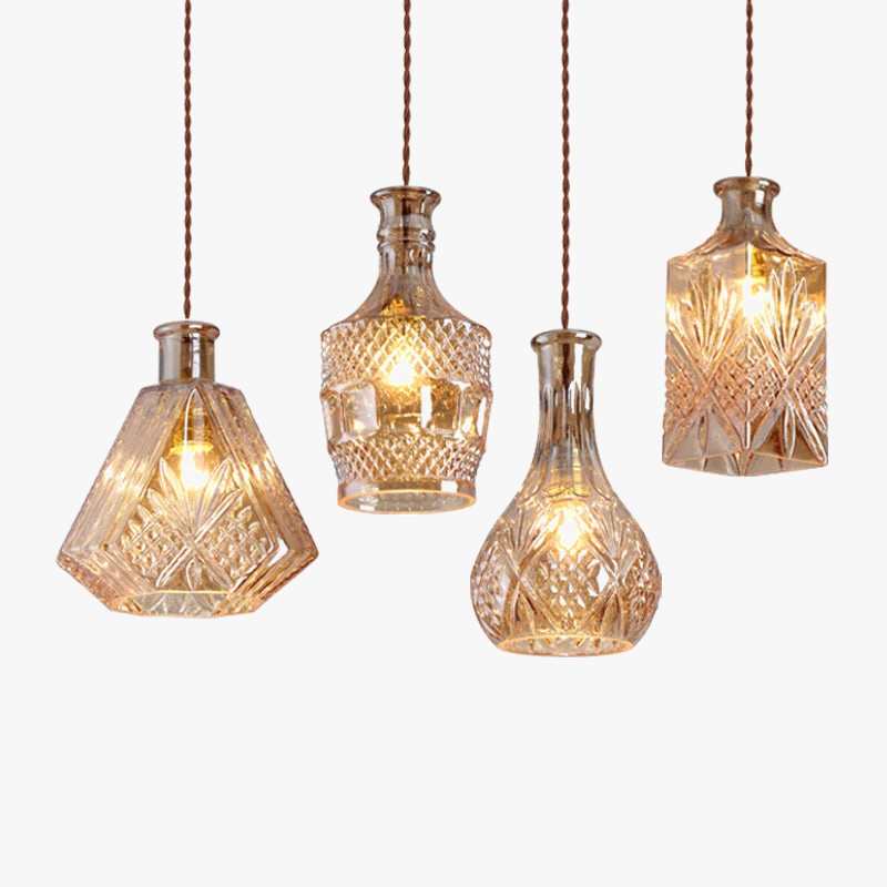 suspension vintage en verre sculpté pour décoration de plafond