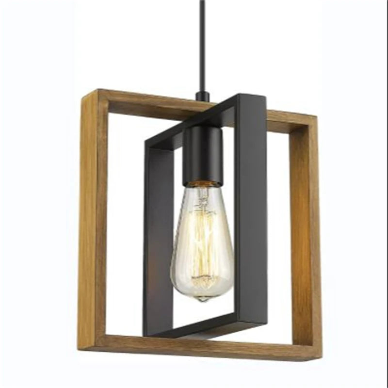 suspension vintage loft amérique en bois métal pour cuisine