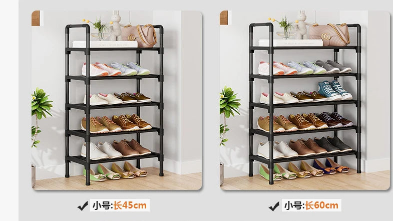 étagère à chaussures en métal design peu encombrante pour rangement pratique