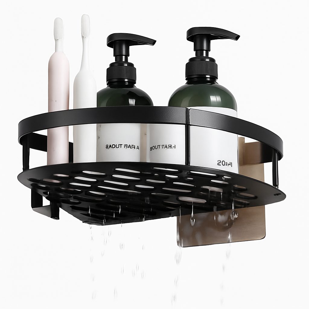 étagère murale en aluminium pour shampoing et maquillage sans perçage - vue 5 sur 6