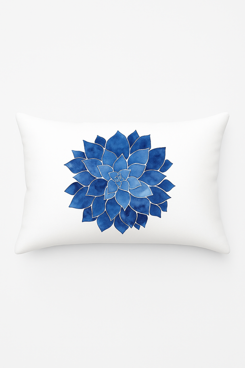 taie d'oreiller rectangulaire à fleurs et feuilles bleues