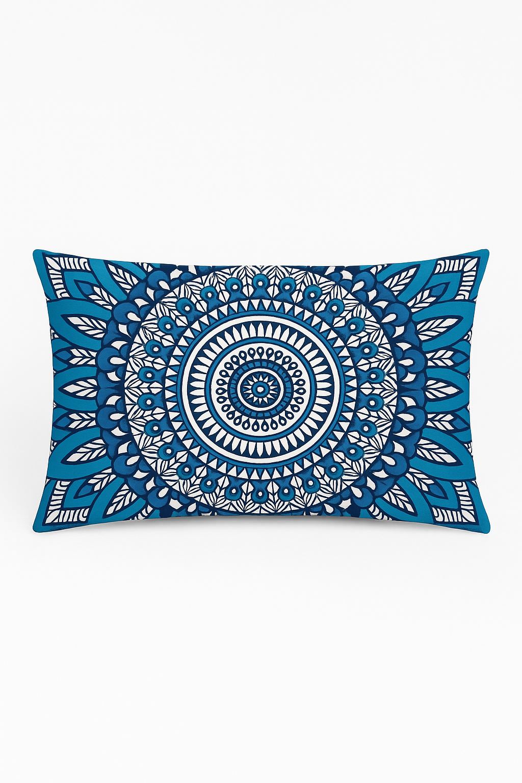 taie d'oreiller rectangulaire à motifs fleuris et feuillus bleus