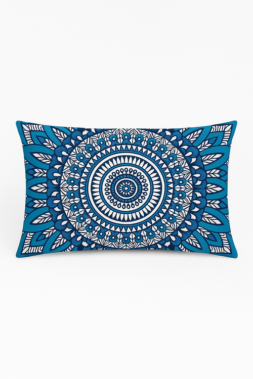 taie d'oreiller rectangulaire à motifs fleuris et feuillus bleus