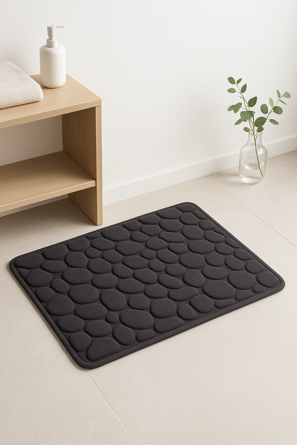 tapis de bain 3d antiderapant motif paves absorbant
