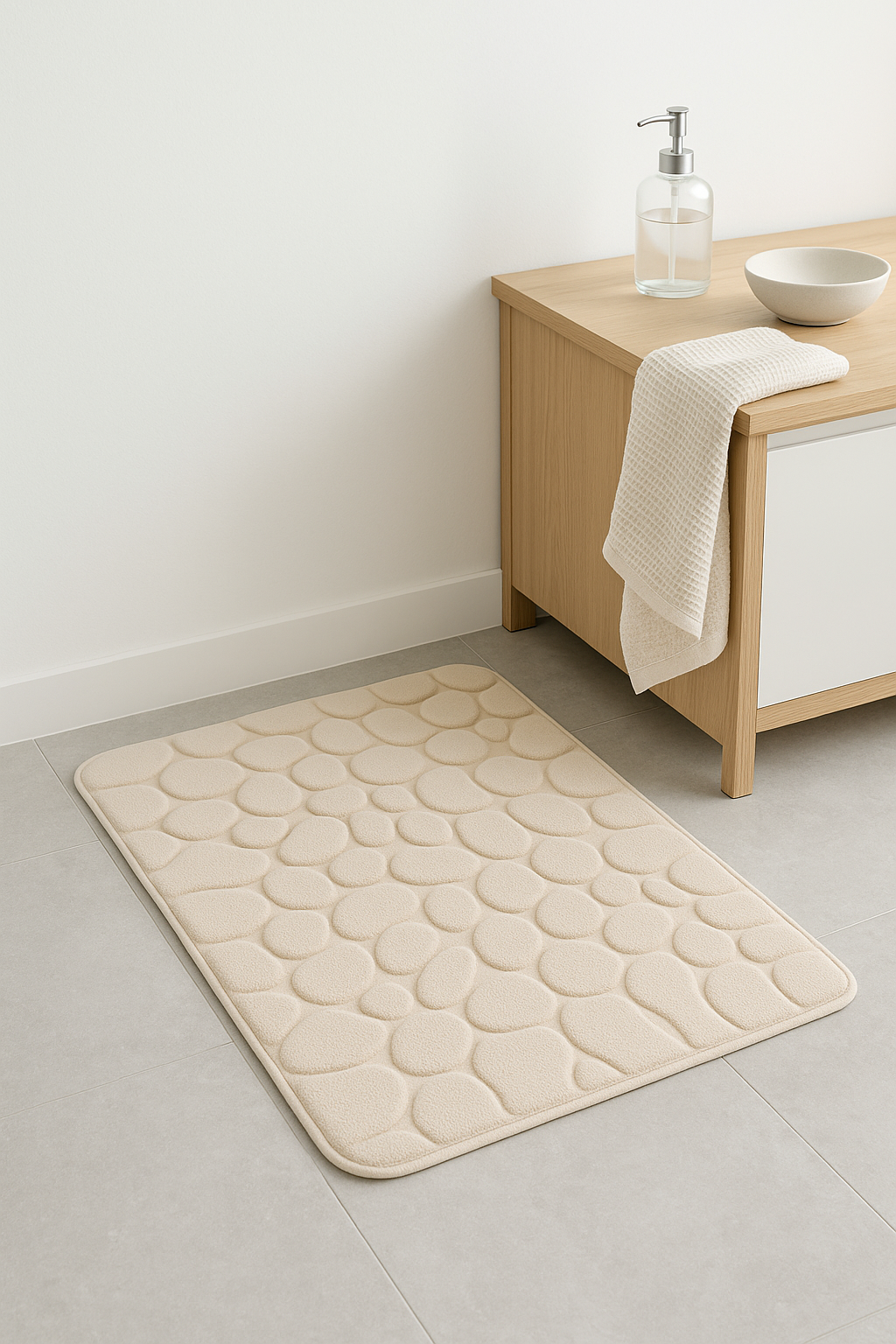 Tapis de bain 3d effet pavés antidérapant absorbant