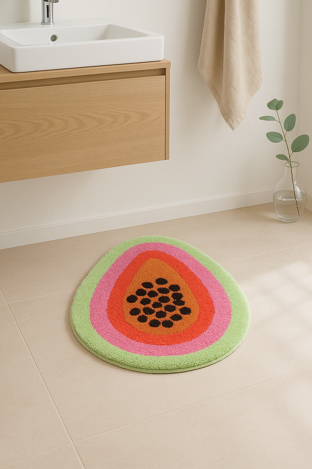 Tapis de bain antidérapant motif fruit dessin animé