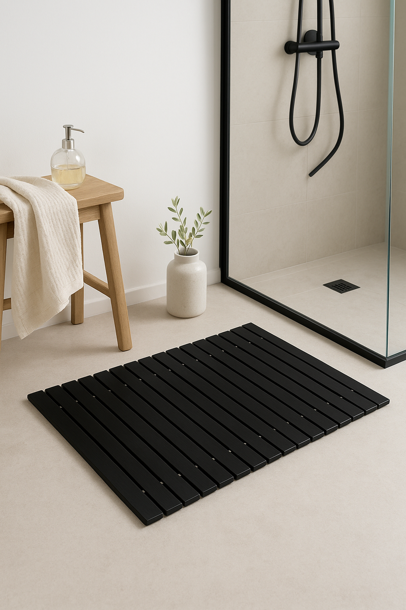 tapis de bain bambou antidérapant style naturel maison