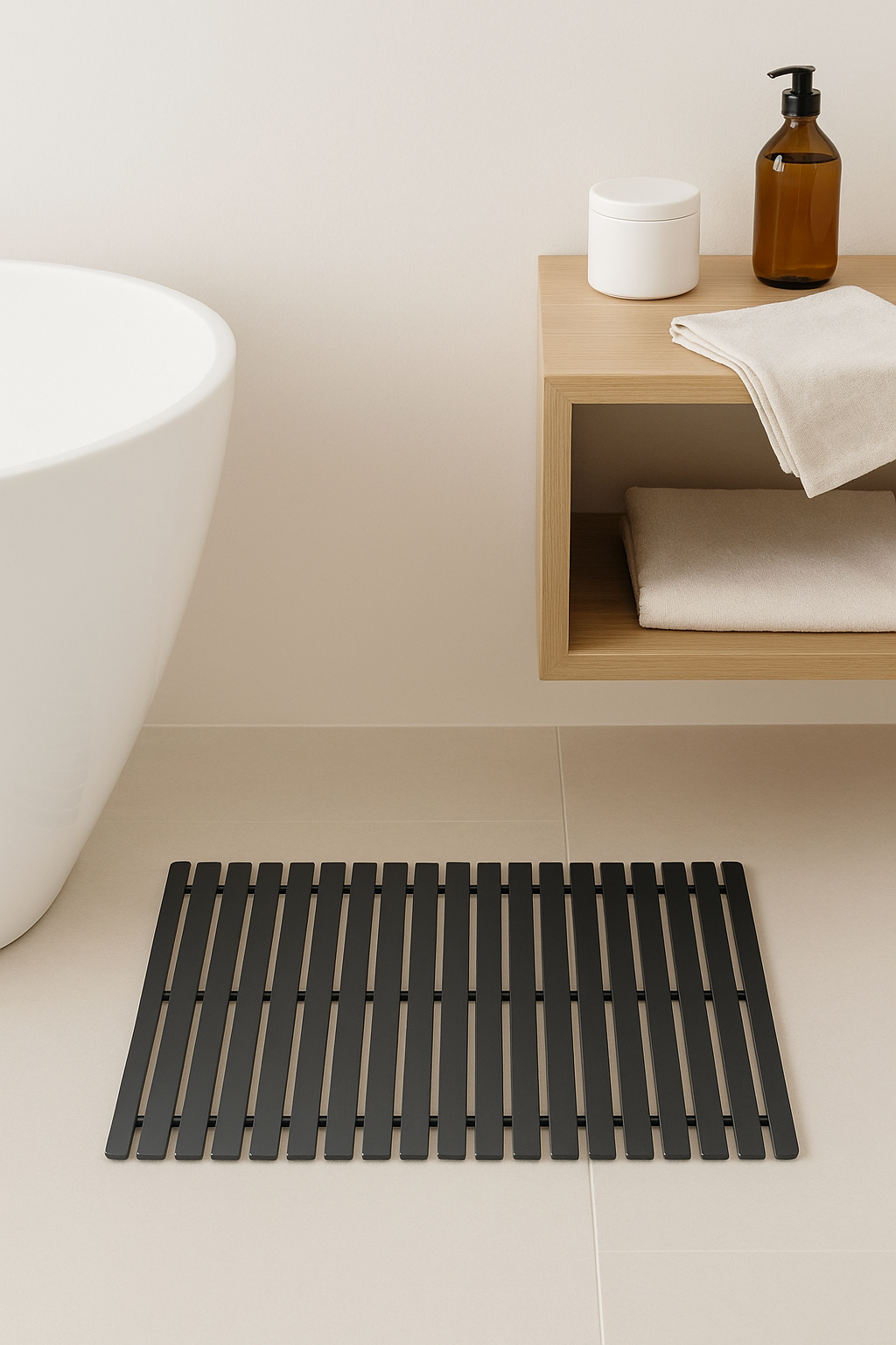 tapis de bain bambou antidérapant style spa élégant