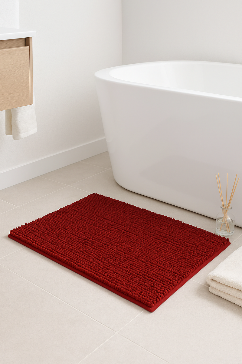 Tapis de bain chenille rayé ultra absorbant antidérapant