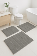 tapis de bain chenille shaggy rayures antidérapant triple