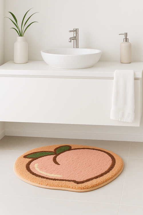 Tapis de bain demi lune fruit moderne antidérapant