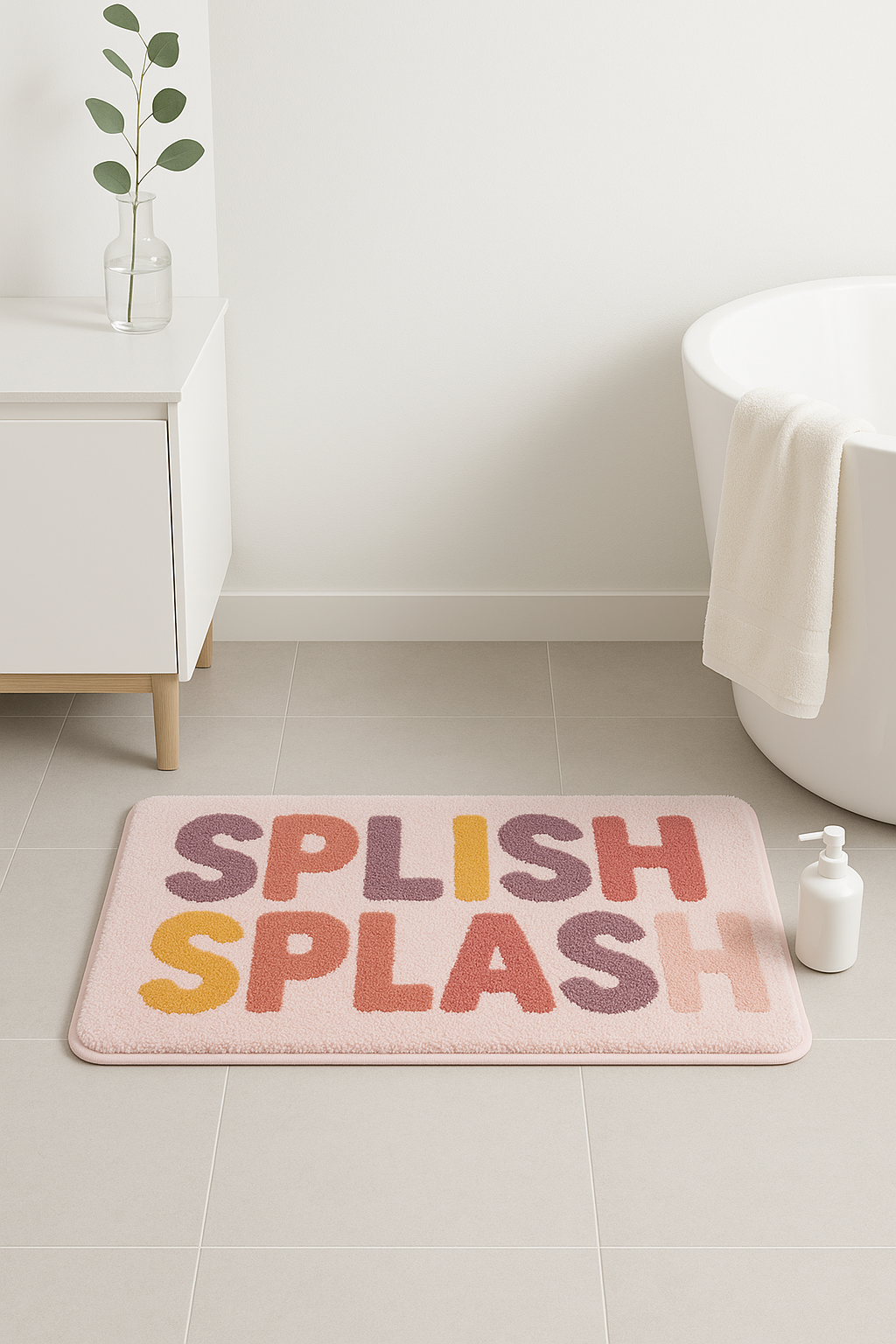 Tapis de bain doux antiderapant motif rayures moderne