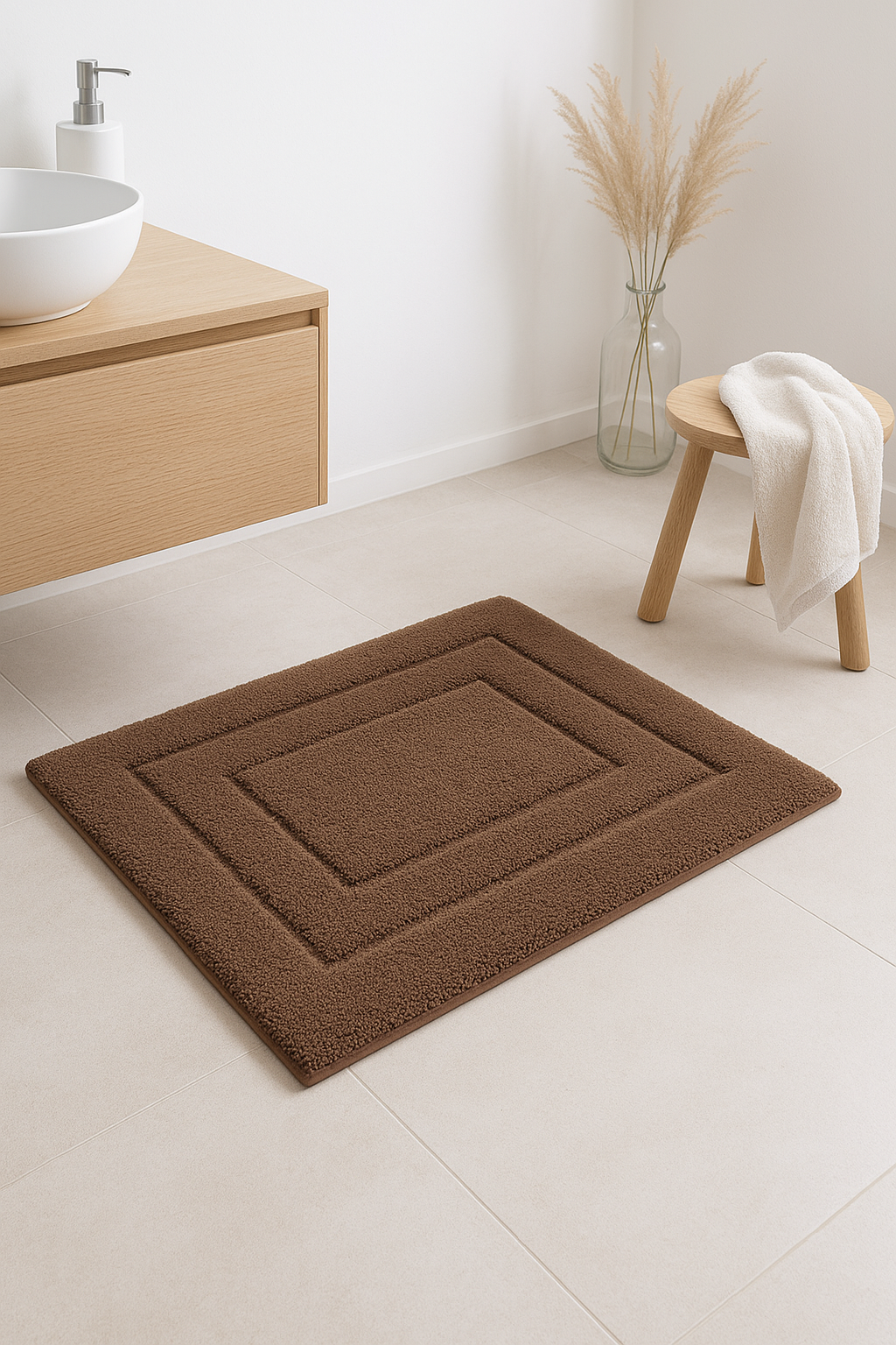 tapis de bain fausse fourrure doux absorbant antiderapant
