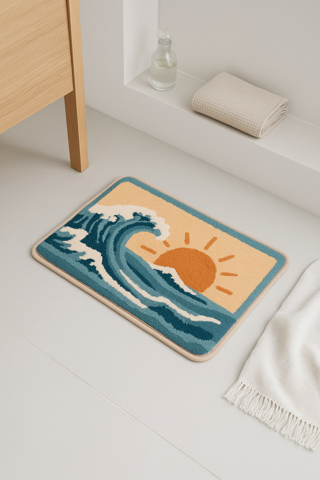 tapis de bain flanelle motif moderne antidérapant