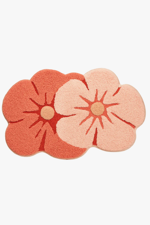 Tapis de bain fleur moelleux microfibre épais