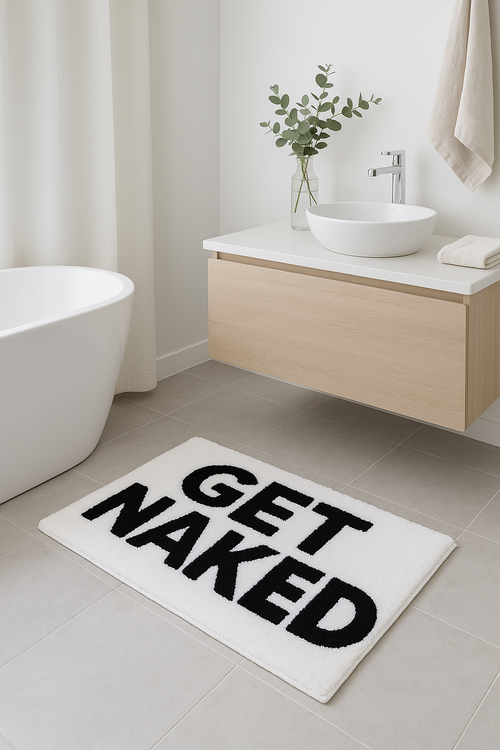 Tapis de bain get naked cartoon moelleux épais