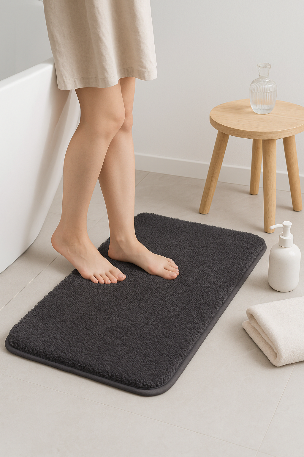 tapis de bain long poils antiderapant interieur doux - vue 3 sur 2