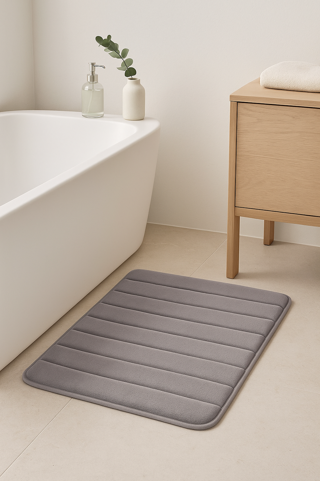 Tapis de bain mémoire forme absorbant antidérapant rayé