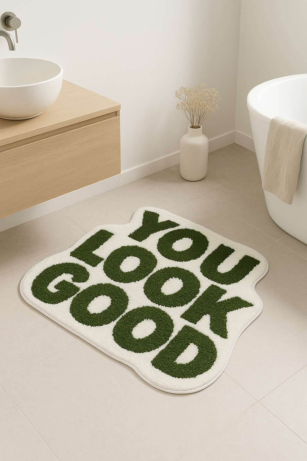 Tapis de bain message you look good ludique - vue 3 sur 2