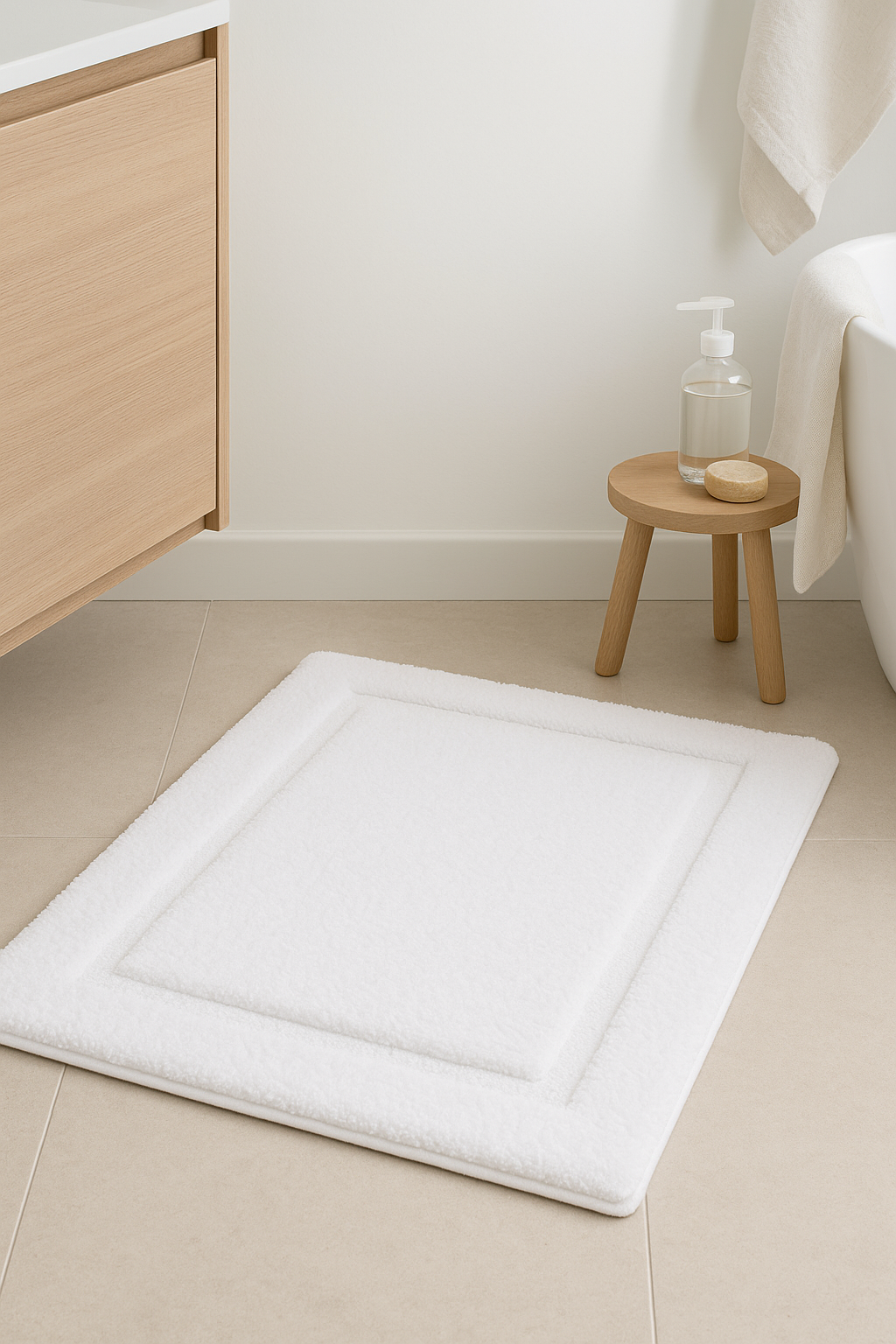 tapis de bain microfibre antiderapant absorbant double cadre - vue 3 sur 2
