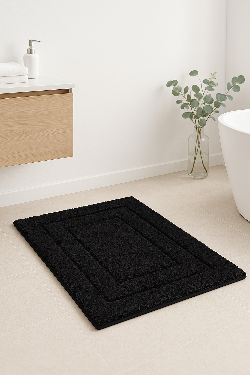 tapis de bain microfibre antiderapant doux poils longs - vue 3 sur 2