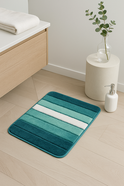 tapis de bain microfibre antiderapant motif geometrique moderne