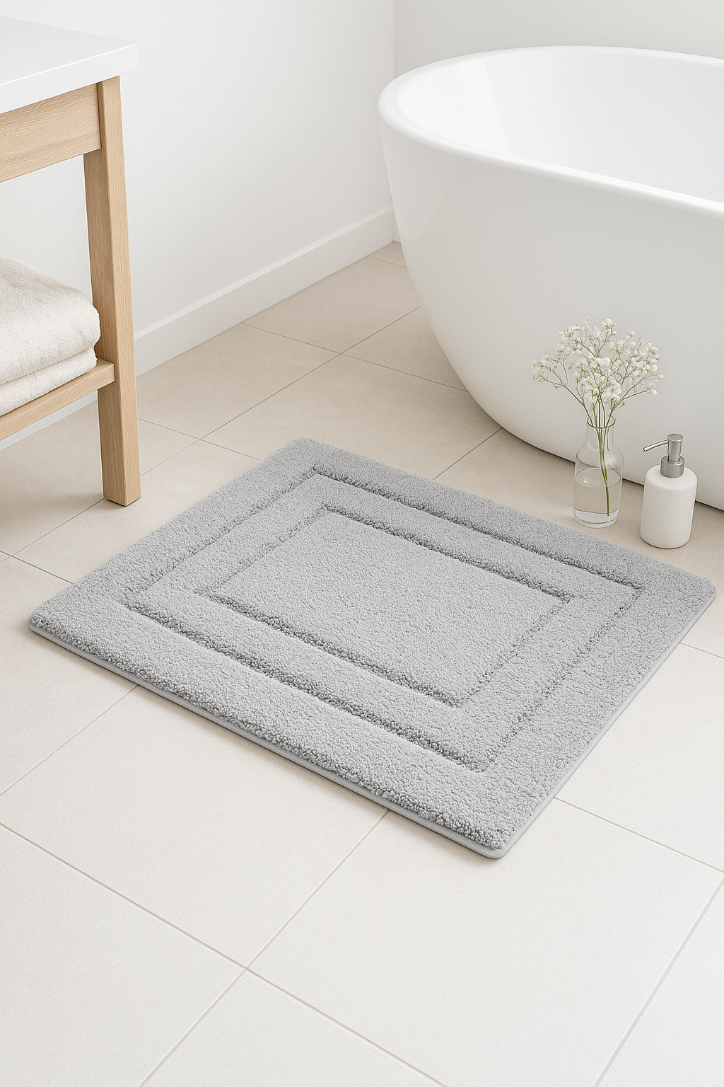 tapis de bain microfibre doux antidérapant poils longs