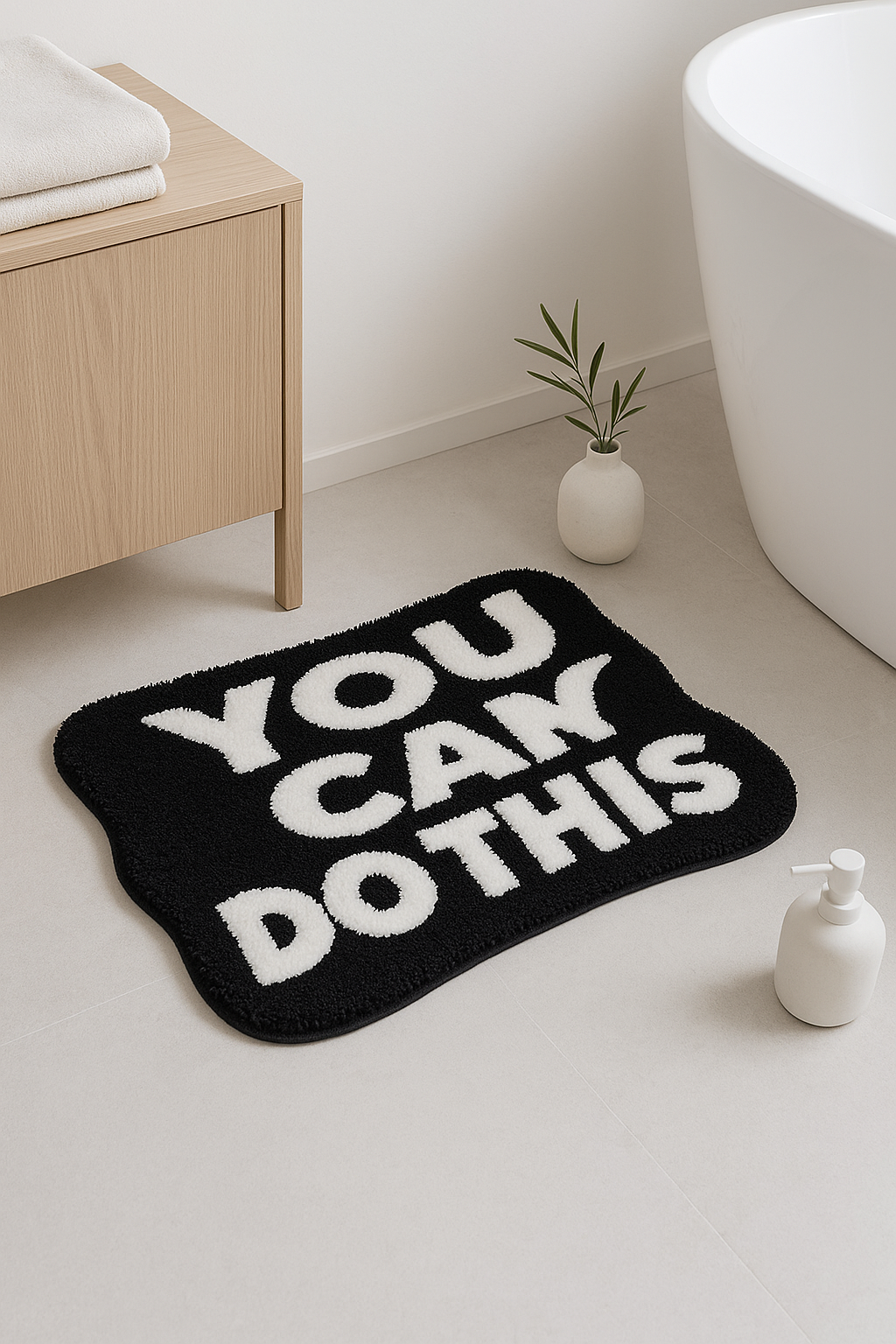 tapis de bain microfibre motif texte fun touffeté - vue 3 sur 2