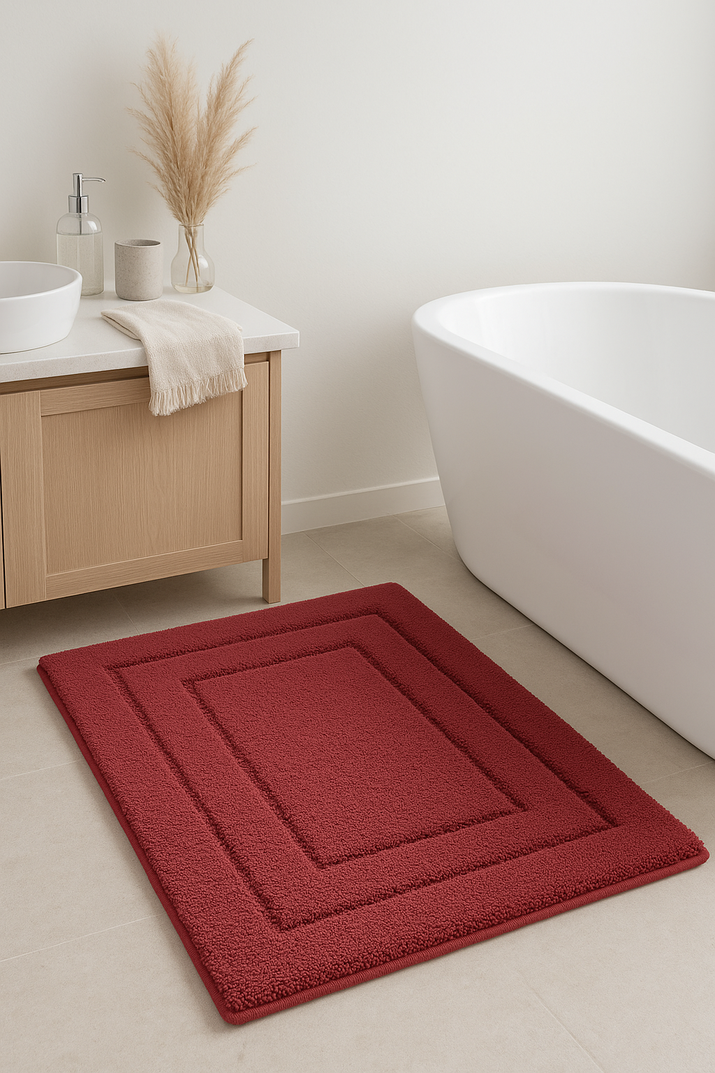 Tapis de bain microfibre poils longs absorbant antidérapant - vue 3 sur 2