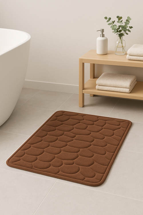 Tapis de bain motif paves mousse memoire antiderapant