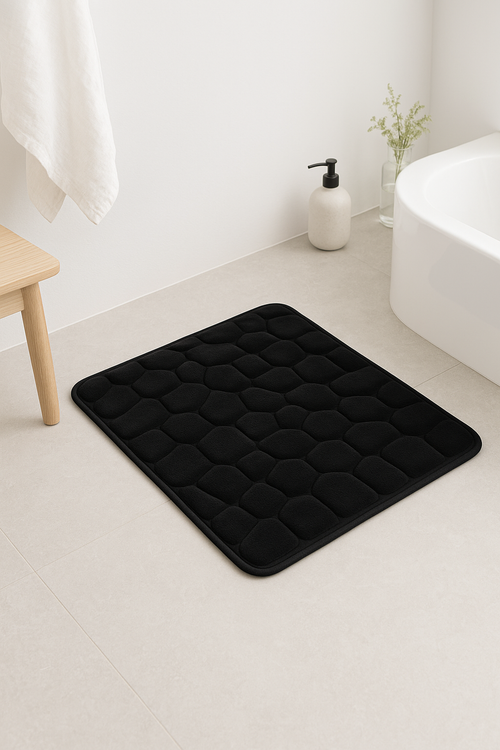 Tapis de bain motif pavés mousse mémoire antidérapant