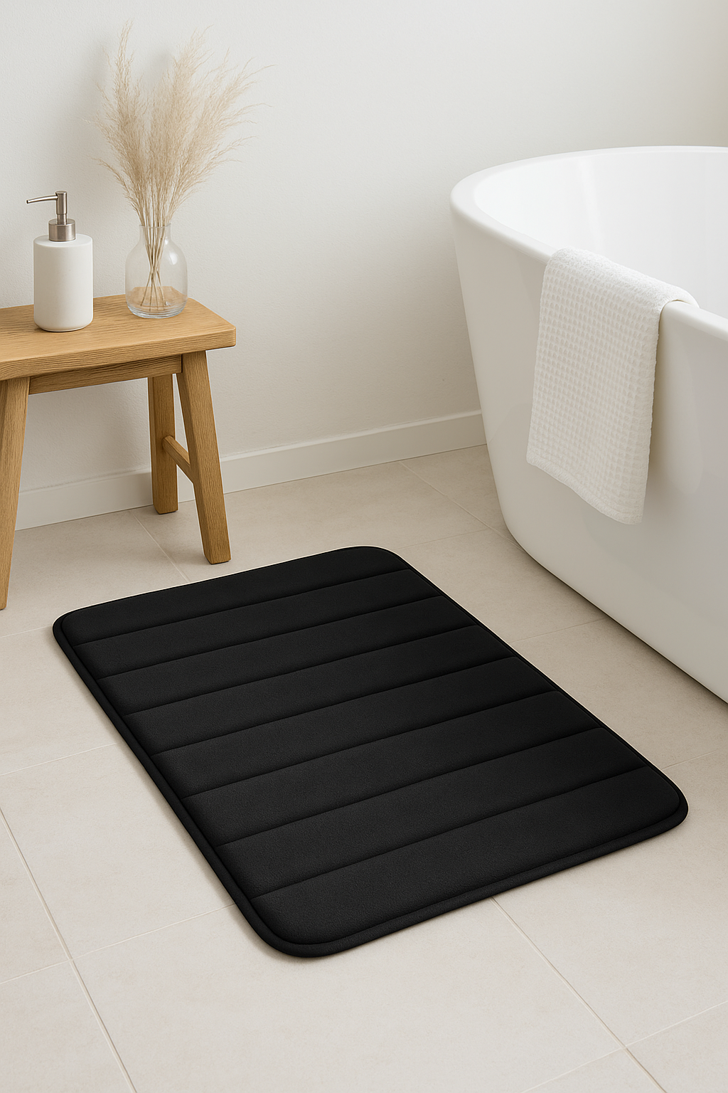 tapis de bain mousse mémoire absorbant antidérapant rayé - vue 3 sur 2