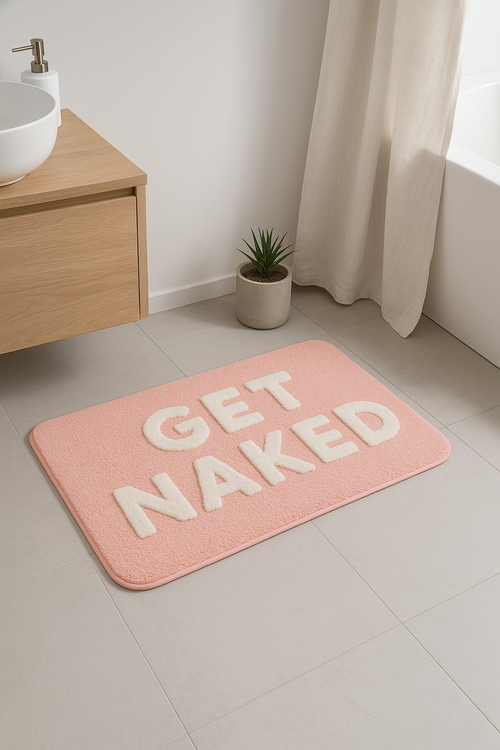 tapis de bain shaggy moelleux message get naked