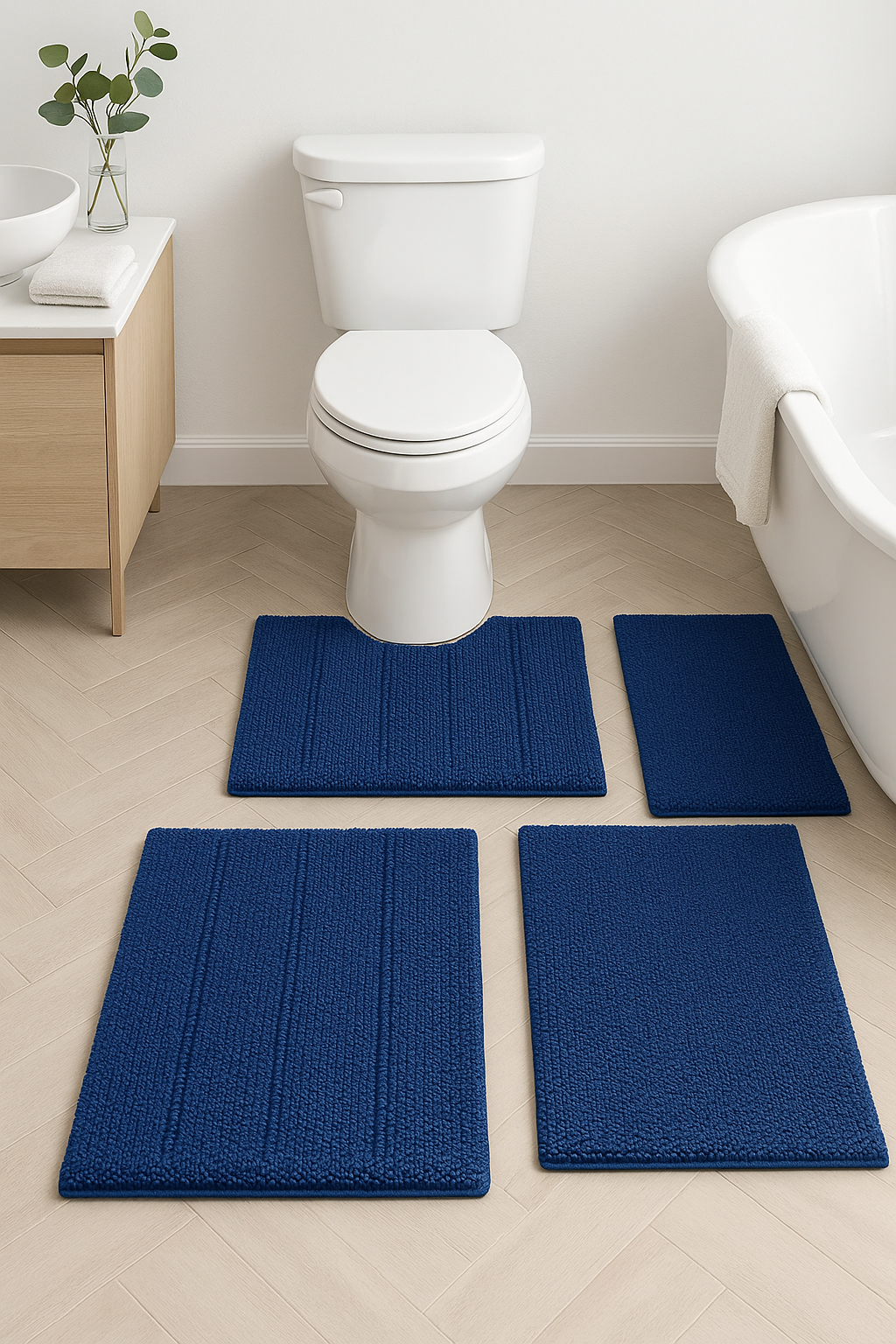 tapis de bain shaggy rayures antiderapant lot 3 - vue 3 sur 2