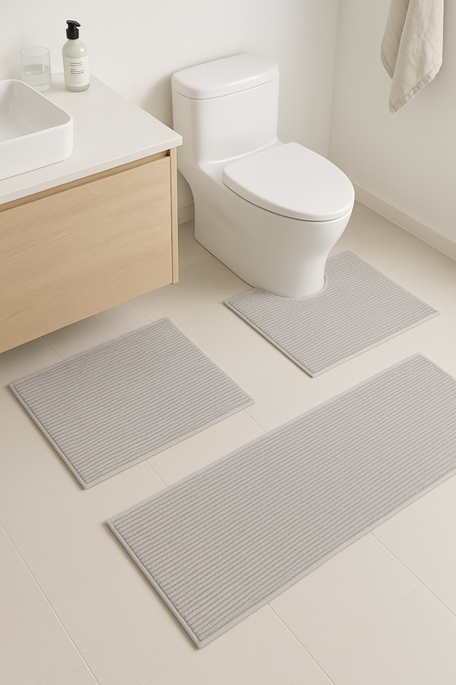 Tapis de bain trois pieces pvc antiderapant minimaliste