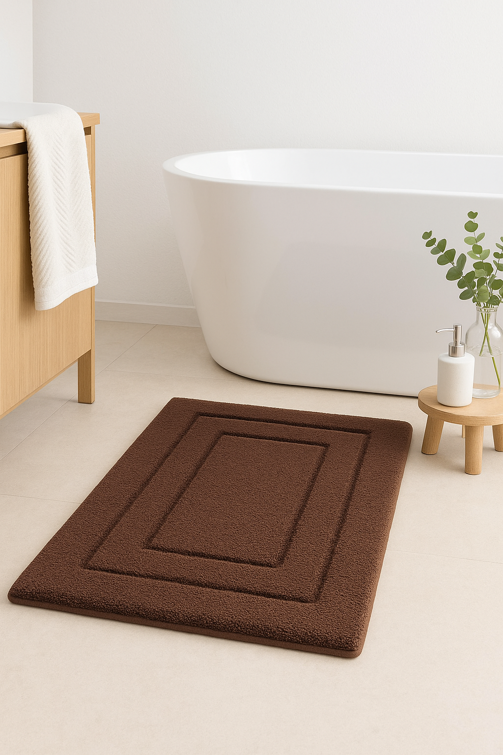 tapis de bain velours double cadre antidérapant absorbant - vue 3 sur 2