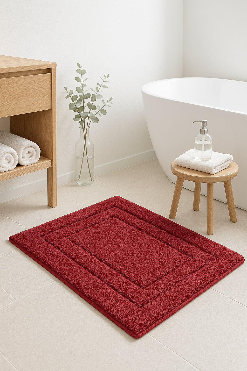 tapis de bain velours double cadre antidérapant absorbant - vue 3 sur 2