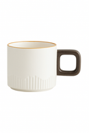 Tasse café céramique vintage anse bois artisanale