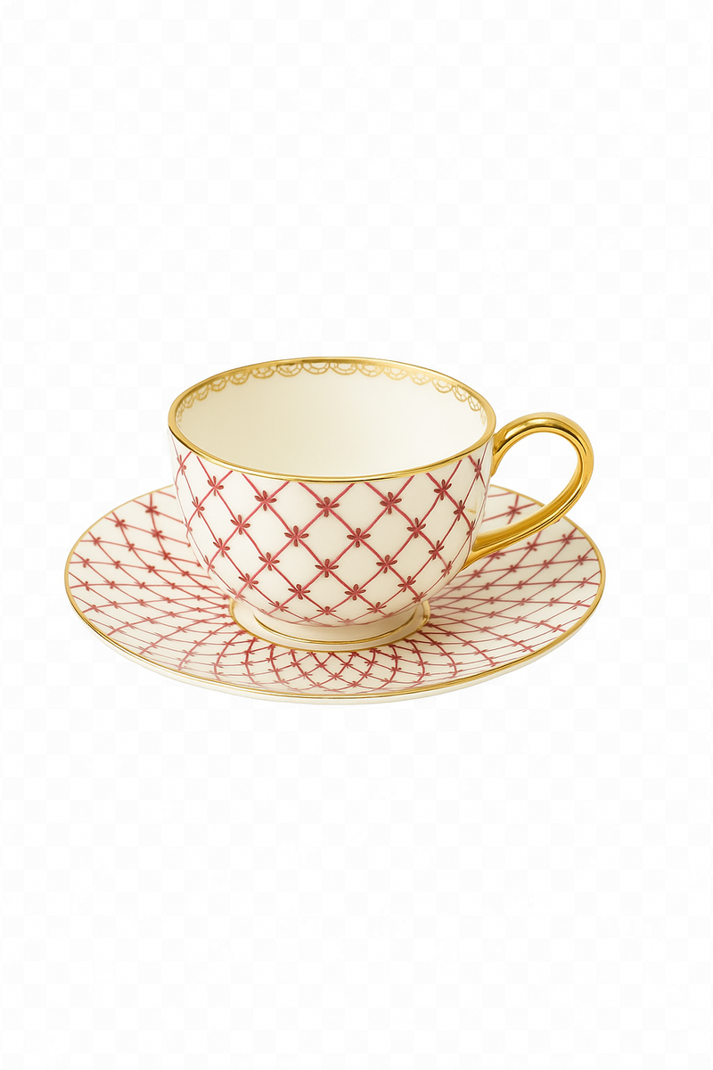 Tasse café porcelaine style nordique anse dorée