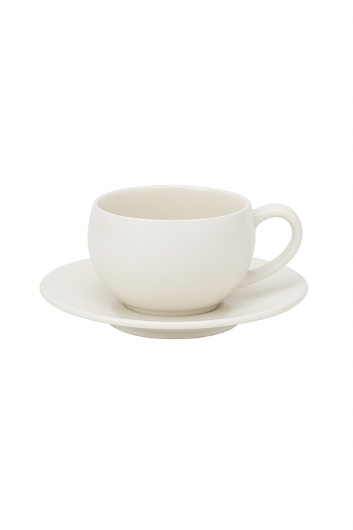 Tasse café rétro motif pierre brûlée soucoupe céramique
