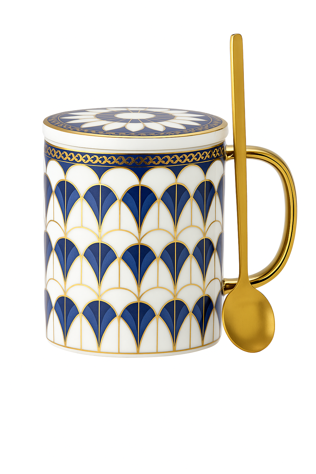 Tasse ceramique couvercle cuillere style britannique luxe - vue 2 sur 2