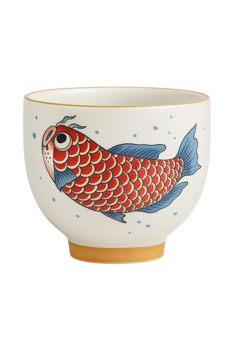 Tasse kung fu ceramique motif arowana style chinois