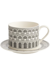 Tasse porcelaine fine motif visage italien bureau