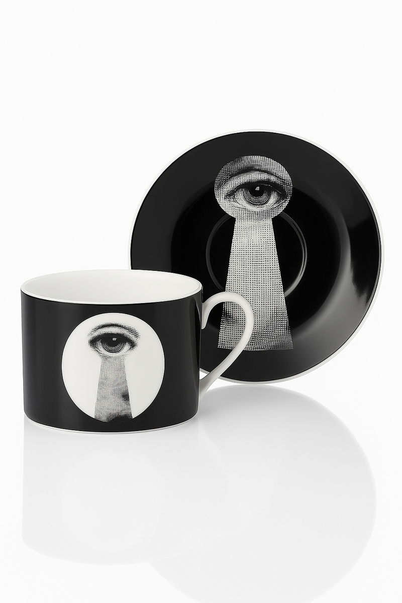 Tasse porcelaine fine visage italien design artistique bureau