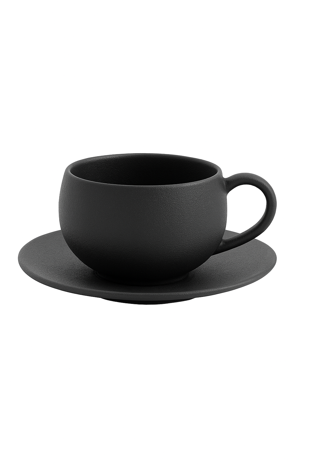 Tasse retro ceramique avec soucoupe motif pierre brute
