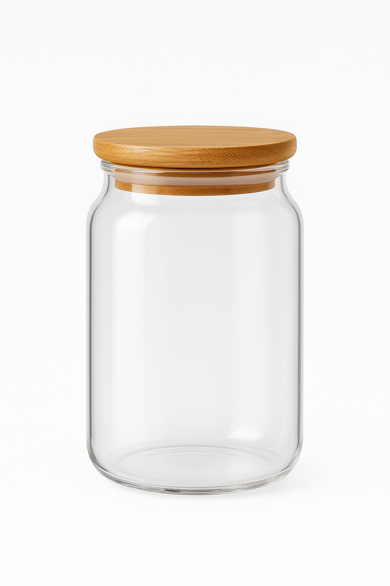 Tasse verre canette avec couvercle bambou et paille